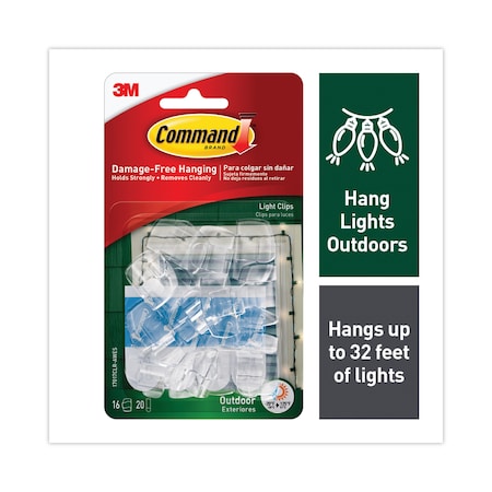 Command All Weather Hooks and Strips, Plastic, Small, PK16 17017CLR-AWES